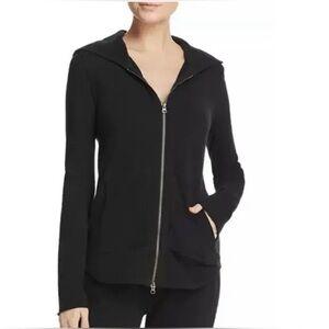ATM Anthony Thomas Melillo Black Zip Hoodie Full Zip with Silver Zipper Raw Hem